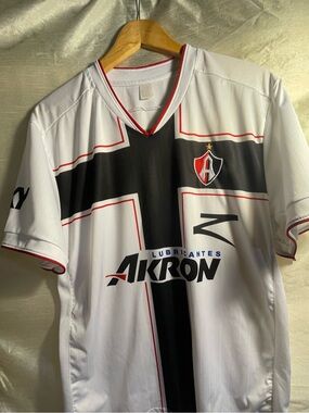 Akron Men’s White Soccer Jersey with Black Cross Accent